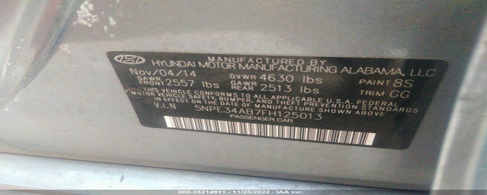 5NPE34AB7FH125013 2015 HYUNDAI SONATA photo no. 9