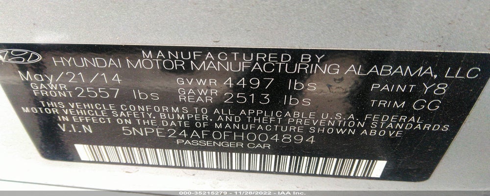 5NPE24AF0FH004894 2015 HYUNDAI SONATA photo no. 9