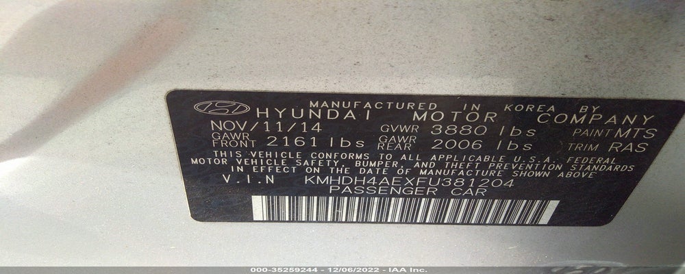 KMHDH4AEXFU381204 2015 HYUNDAI ELANTRA photo no. 9