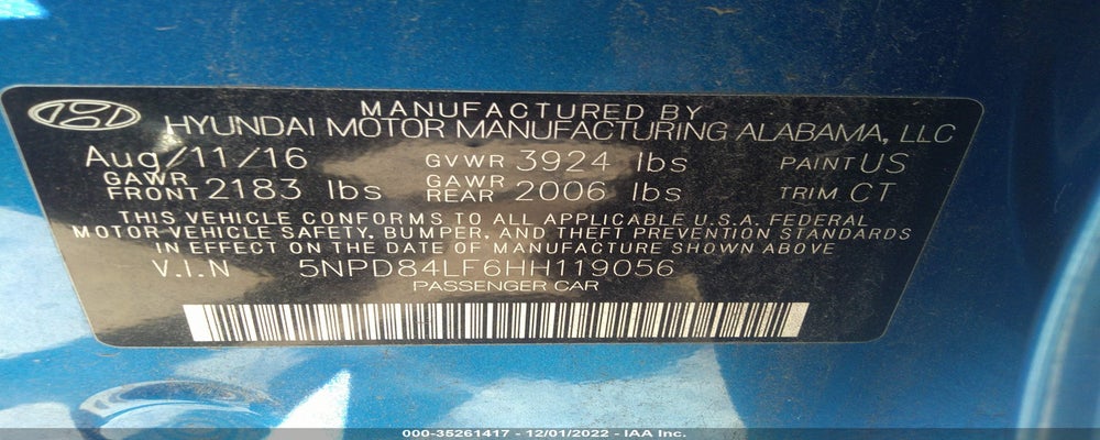 5NPD84LF6HH119056 2017 HYUNDAI ELANTRA photo no. 9