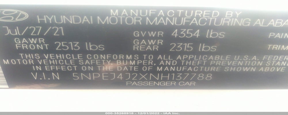 5NPEJ4J2XNH137788 2022 HYUNDAI SONATA photo no. 9