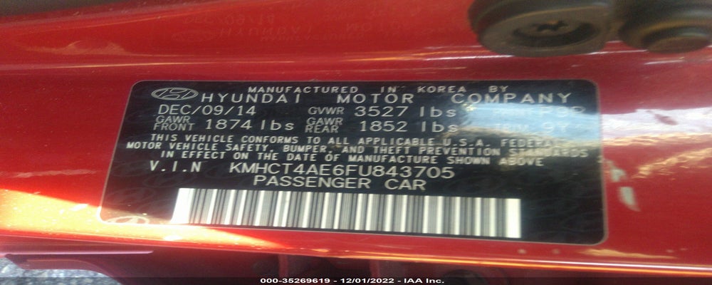 KMHCT4AE6FU843705 2015 HYUNDAI ACCENT photo no. 9