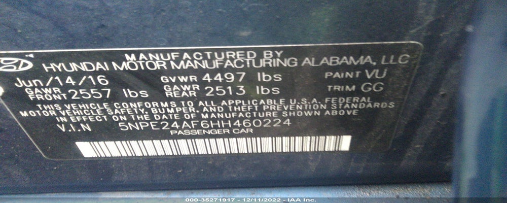 5NPE24AF6HH460224 2017 HYUNDAI SONATA photo no. 9