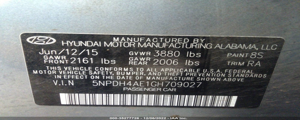 5NPDH4AE1GH709027 2016 HYUNDAI ELANTRA photo no. 9