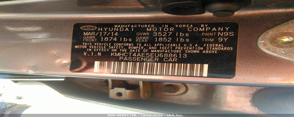 KMHCT4AE5EU688613 2014 HYUNDAI ACCENT photo no. 9