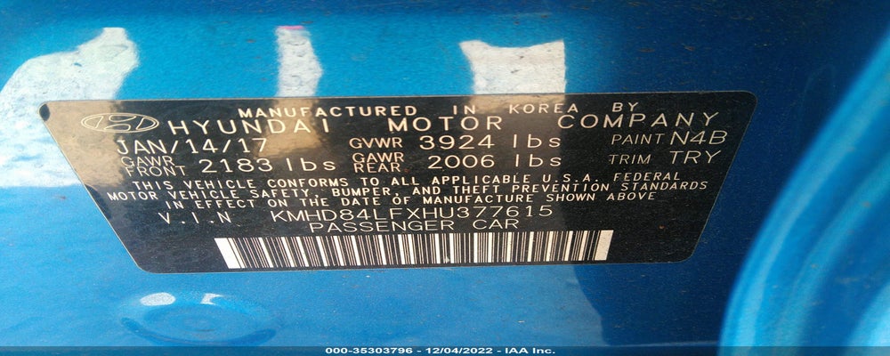 KMHD84LFXHU377615 2017 HYUNDAI ELANTRA photo no. 9