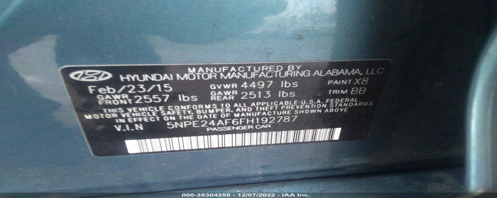5NPE24AF6FH192787 2015 HYUNDAI SONATA photo no. 9