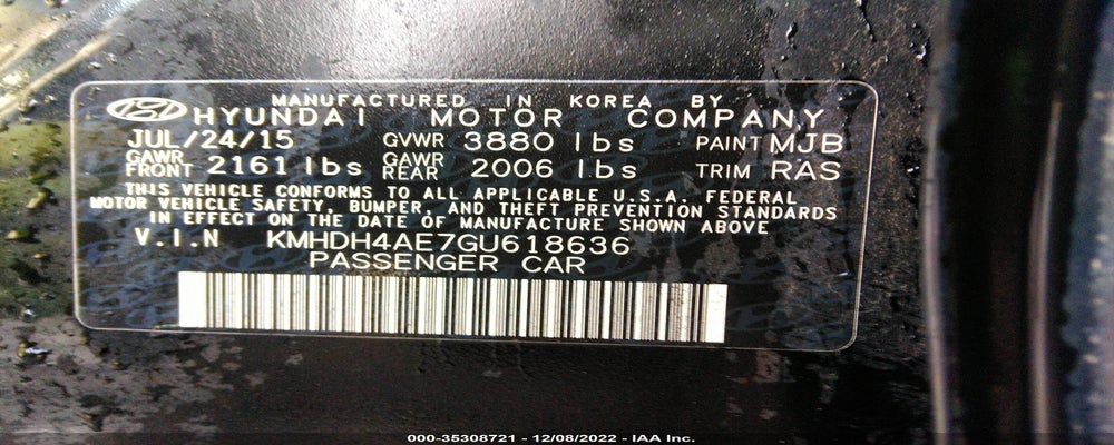 KMHDH4AE7GU618636 2016 HYUNDAI ELANTRA photo no. 9