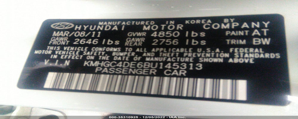 KMHGC4DE6BU145313 2011 HYUNDAI GENESIS photo no. 9