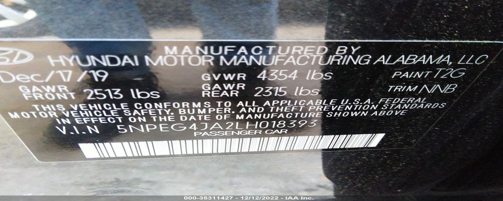 5NPEG4JA2LH018393 2020 HYUNDAI SONATA photo no. 9