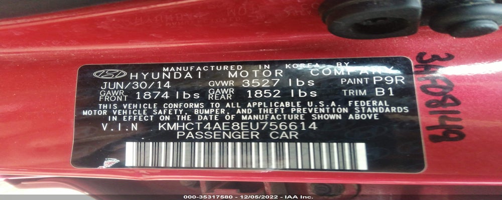 KMHCT4AE8EU756614 2014 HYUNDAI ACCENT photo no. 9
