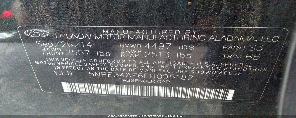 5NPE34AF6FH095182 2015 HYUNDAI SONATA photo no. 9
