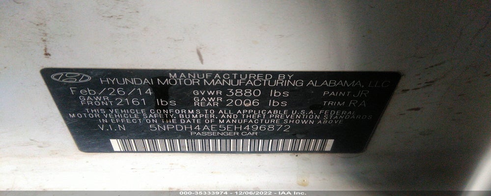 5NPDH4AE5EH496872 2014 HYUNDAI ELANTRA photo no. 9