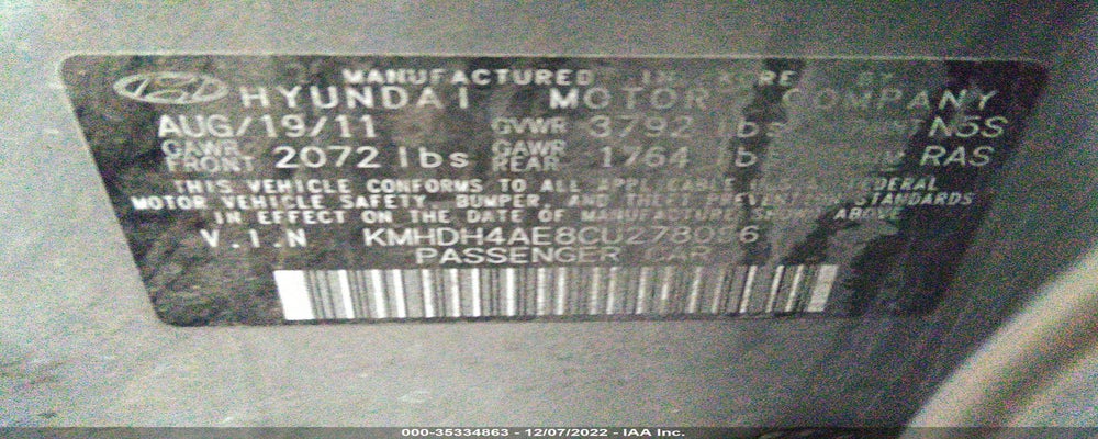 KMHDH4AE8CU278066 2012 HYUNDAI ELANTRA photo no. 9