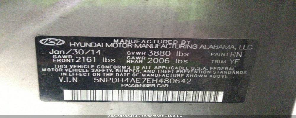 5NPDH4AE7EH480642 2014 HYUNDAI ELANTRA photo no. 9