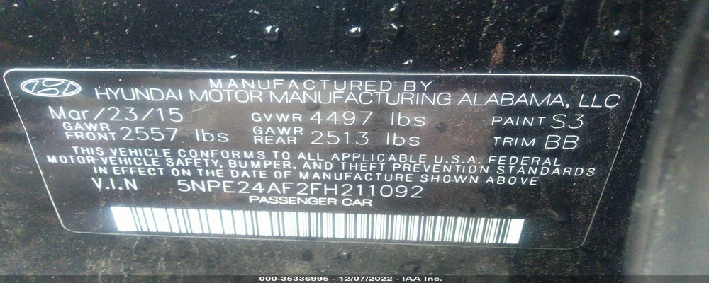 5NPE24AF2FH211092 2015 HYUNDAI SONATA photo no. 9