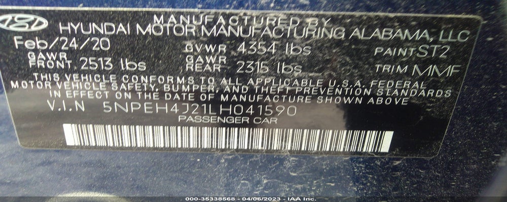 5NPEH4J21LH041590 2020 HYUNDAI SONATA photo no. 9