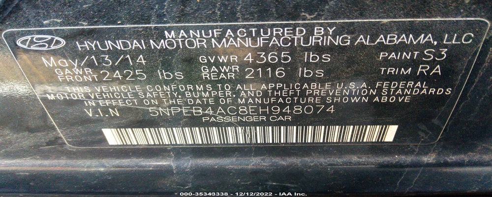 5NPEB4ACPEH948074 2014 HYUNDAI SONATA photo no. 9