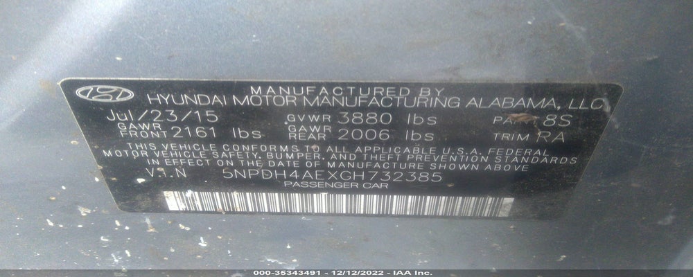 5NPDH4AEXGH732385 2016 HYUNDAI ELANTRA photo no. 9