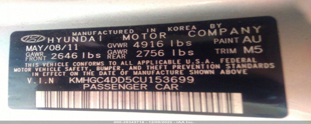 KMHGC4DD5CU153699 2012 HYUNDAI GENESIS photo no. 9
