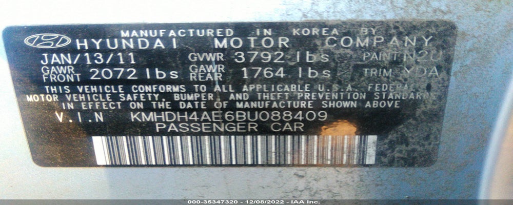 KMHDH4AE6BU088409 2011 HYUNDAI ELANTRA photo no. 9