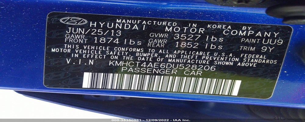 KMHCT4AE6DU528206 2013 HYUNDAI ACCENT photo no. 9