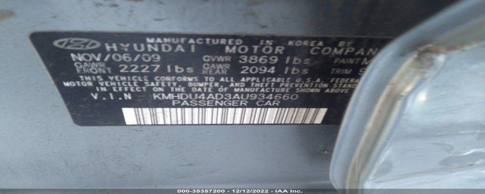 KMHDU4AD3AU934660 2010 HYUNDAI ELANTRA photo no. 9