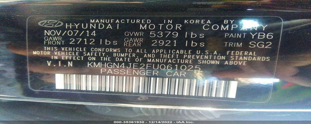 KMHGN4JE2FU061025 2015 HYUNDAI GENESIS photo no. 9