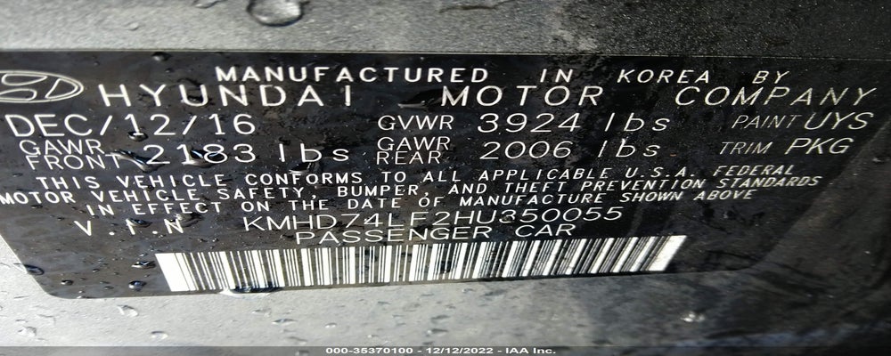 KMHD74LF2HU350055 2017 HYUNDAI ELANTRA photo no. 9