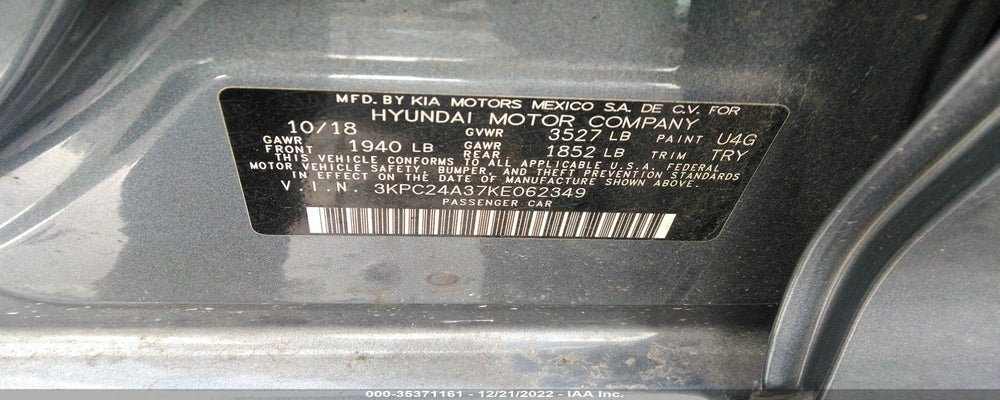 3KPC24A37KE062349 2019 HYUNDAI ACCENT photo no. 9
