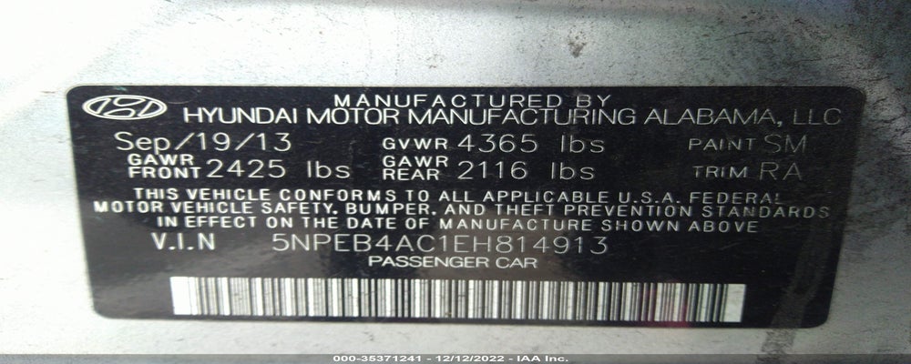 5NPEB4AC1EH814913 2014 HYUNDAI SONATA photo no. 9