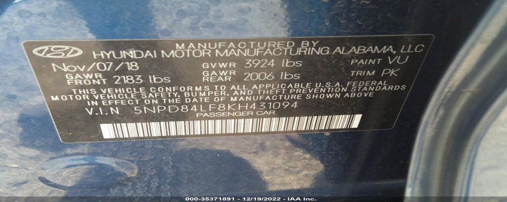 5NPD84LF8KH431094 2019 HYUNDAI ELANTRA photo no. 9