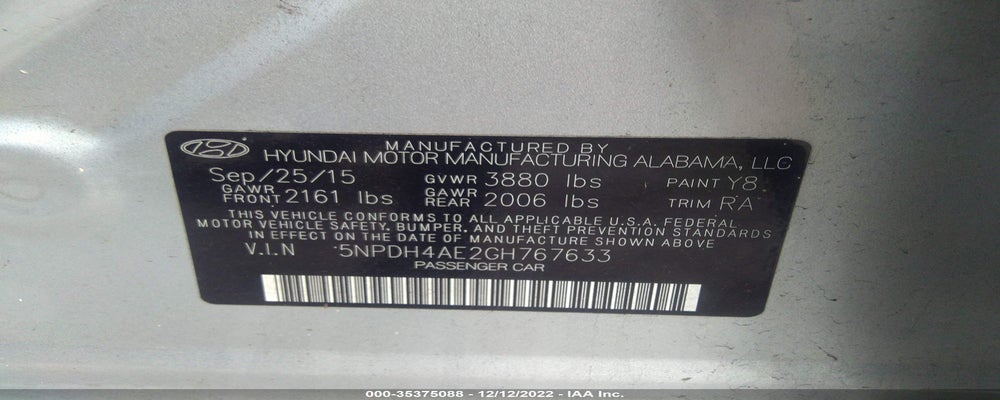 5NPDH4AE2GH767633 2016 HYUNDAI ELANTRA photo no. 9