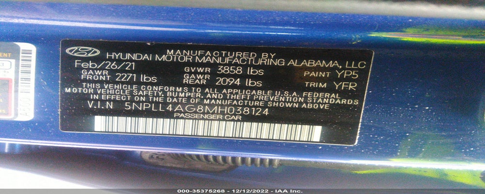 5NPLL4AG8MH038124 2021 HYUNDAI ELANTRA photo no. 9
