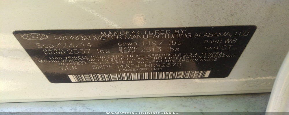 5NPE34AF4FH092670 2015 HYUNDAI SONATA photo no. 9