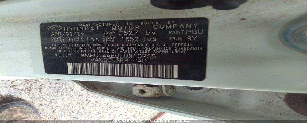 KMHCT4AE0FU910735 2015 HYUNDAI ACCENT photo no. 9