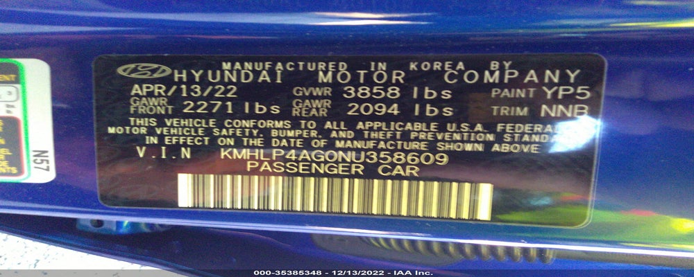 KMHLP4AG0NU358609 2022 HYUNDAI ELANTRA photo no. 9