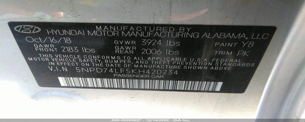 5NPD74LF5KH420234 2019 HYUNDAI ELANTRA photo no. 9