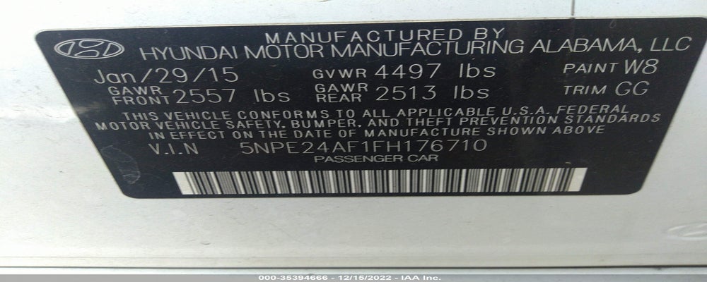 5NPE24AF1FH176710 2015 HYUNDAI SONATA photo no. 9