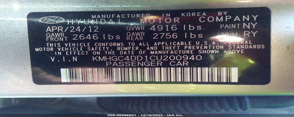 KMHGC4DD1CU200940 2012 HYUNDAI GENESIS photo no. 9