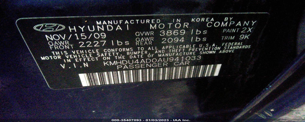 KMHDU4AD0AU941033 2010 HYUNDAI ELANTRA photo no. 9