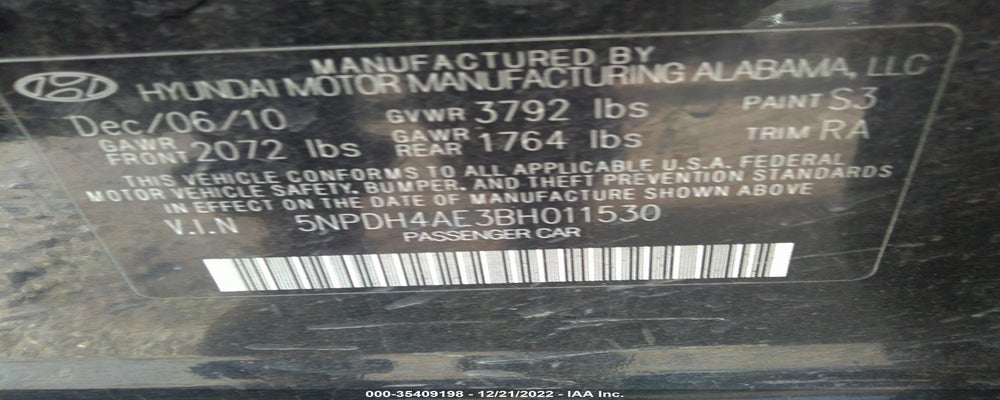 5NPDH4AE3BH011530 2011 HYUNDAI ELANTRA photo no. 9