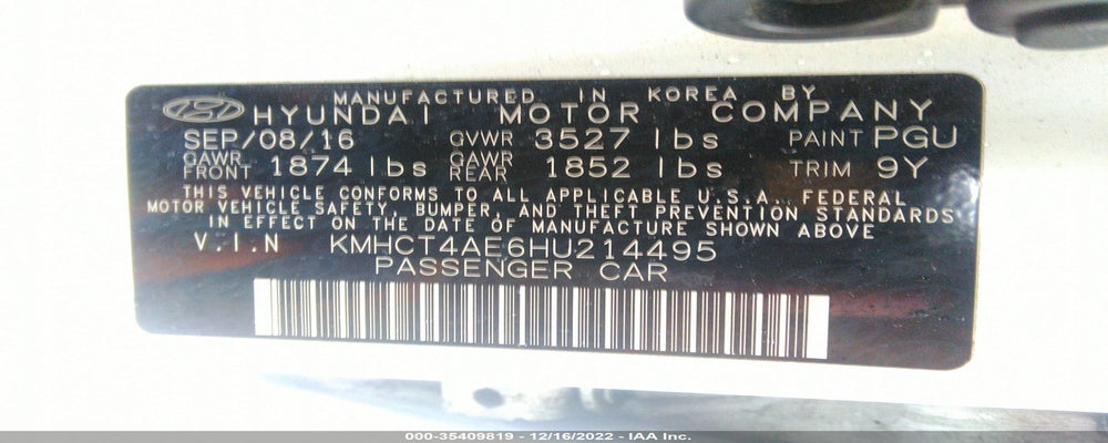 KMHCT4AE6HU214495 2017 HYUNDAI ACCENT photo no. 9