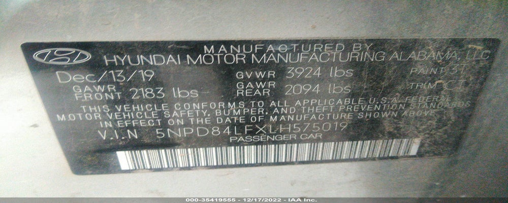 5NPD84LFXLH575019 2020 HYUNDAI ELANTRA photo no. 9