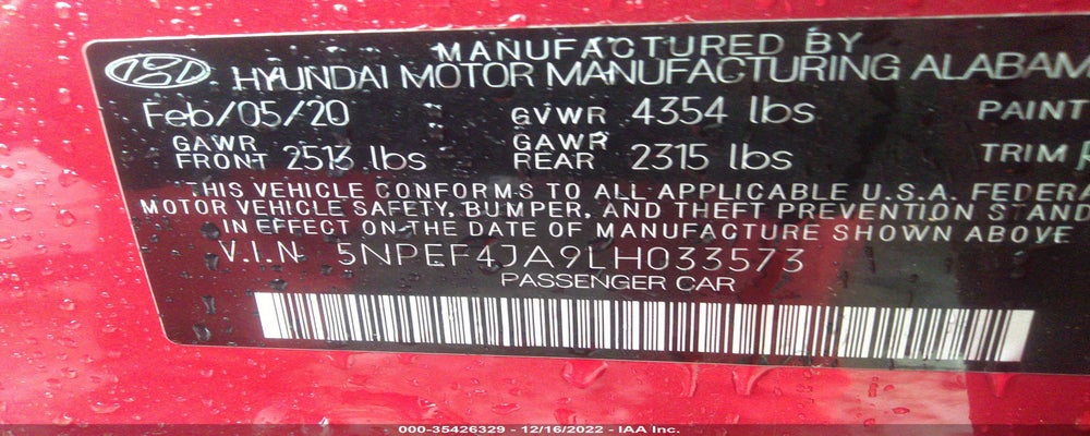 5NPEF4JA9LH033573 2020 HYUNDAI SONATA photo no. 9