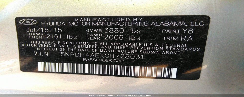 5NPDH4AEXGH728031 2016 HYUNDAI ELANTRA photo no. 9
