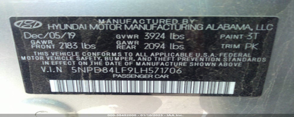 5NPD84LF9LH571706 2020 HYUNDAI ELANTRA photo no. 9