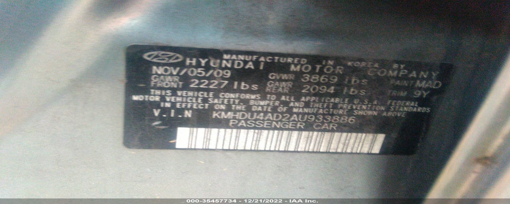 KMHDU4AD2AU933886 2010 HYUNDAI ELANTRA photo no. 9