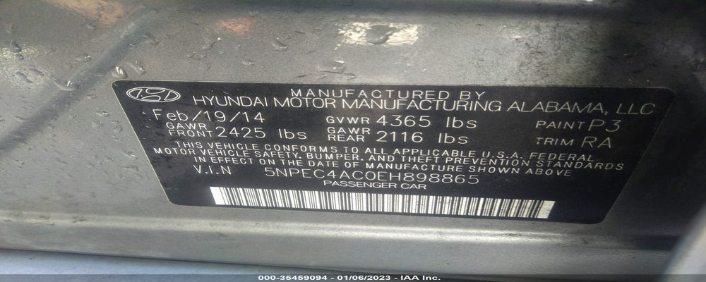 5NPEC4AC0EH898865 2014 HYUNDAI SONATA photo no. 9