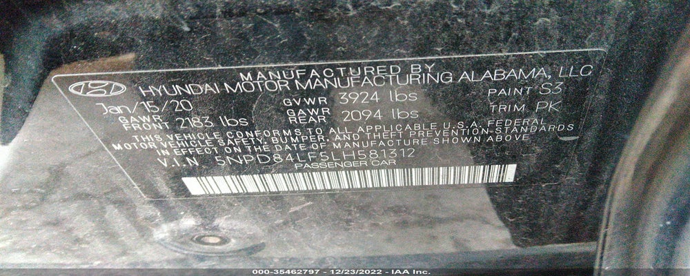 5NPD84LF5LH581312 2020 HYUNDAI ELANTRA photo no. 9